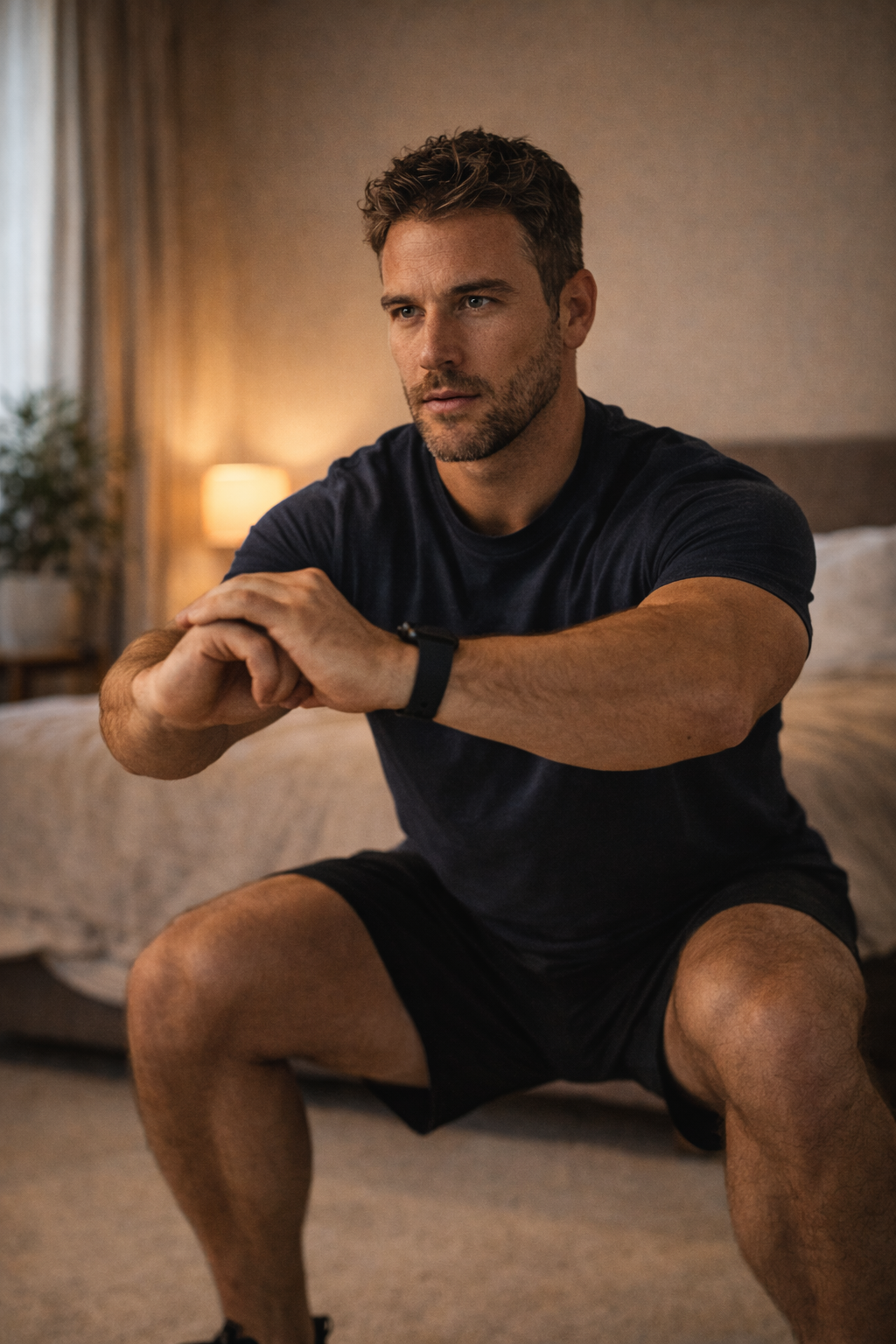 Man performing focused exercises as part of the enhancement training program